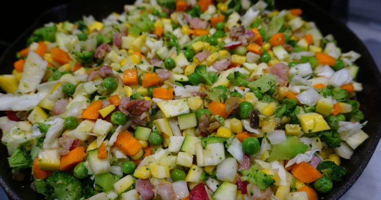 Jasmine rice with quinoa bacon and veggies